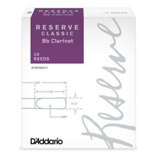 D'Addario  Reserve Classic Bb Clarinet Reeds, Strength 2.5